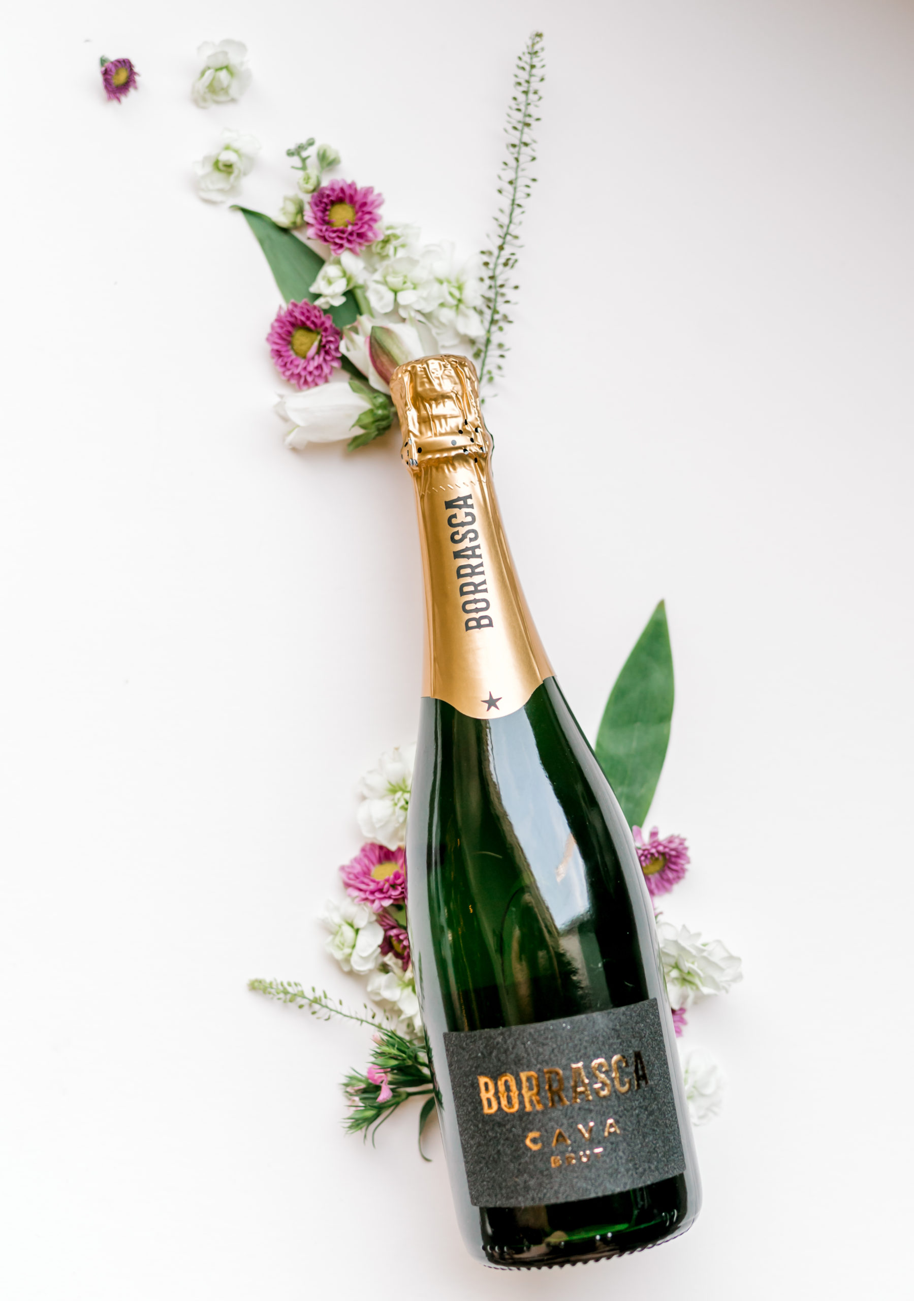 Champagne Bottle with Flowers