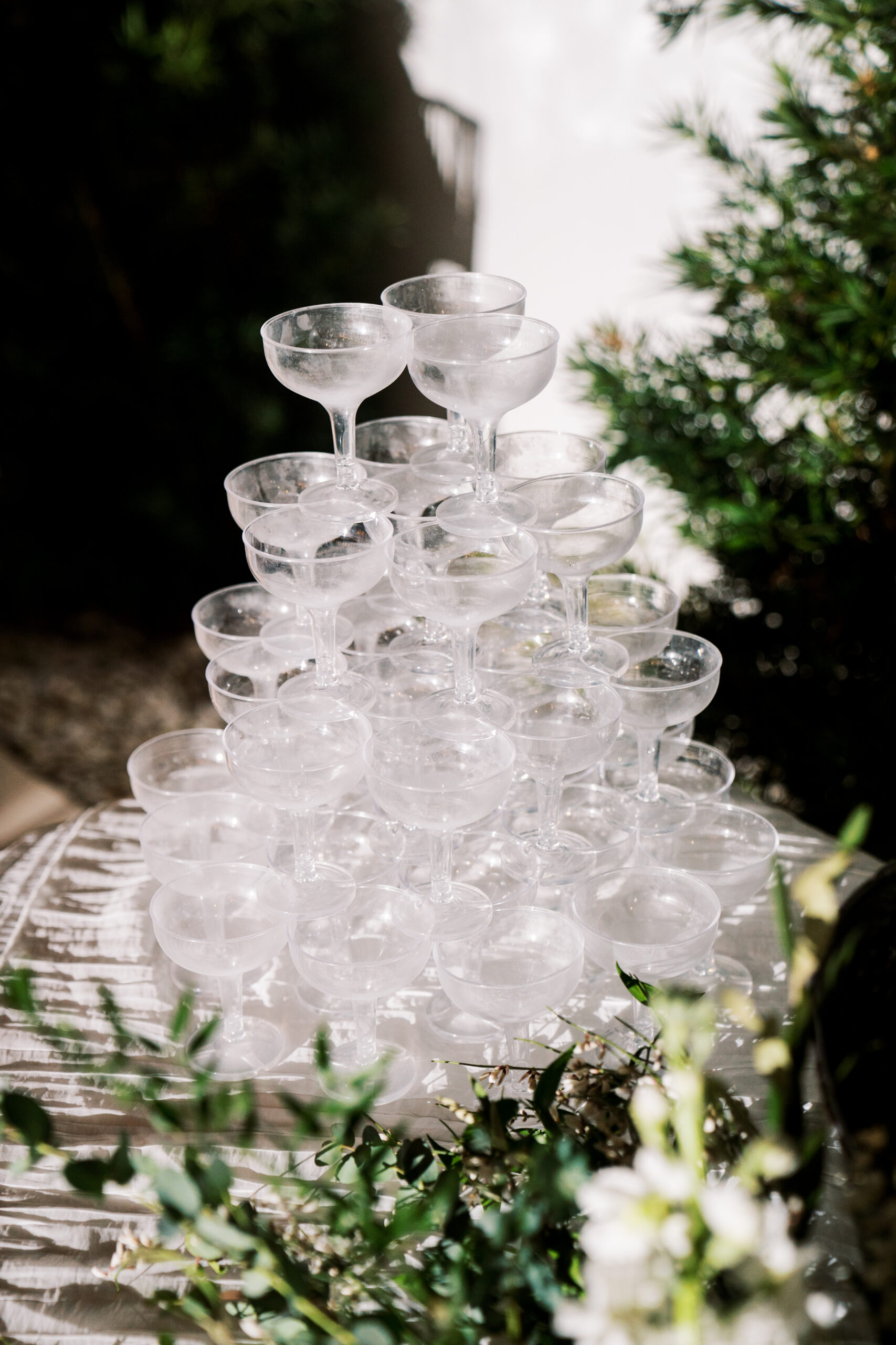 champagne tower at a destination wedding in florida